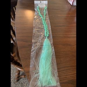 Mint green tassel necklace
